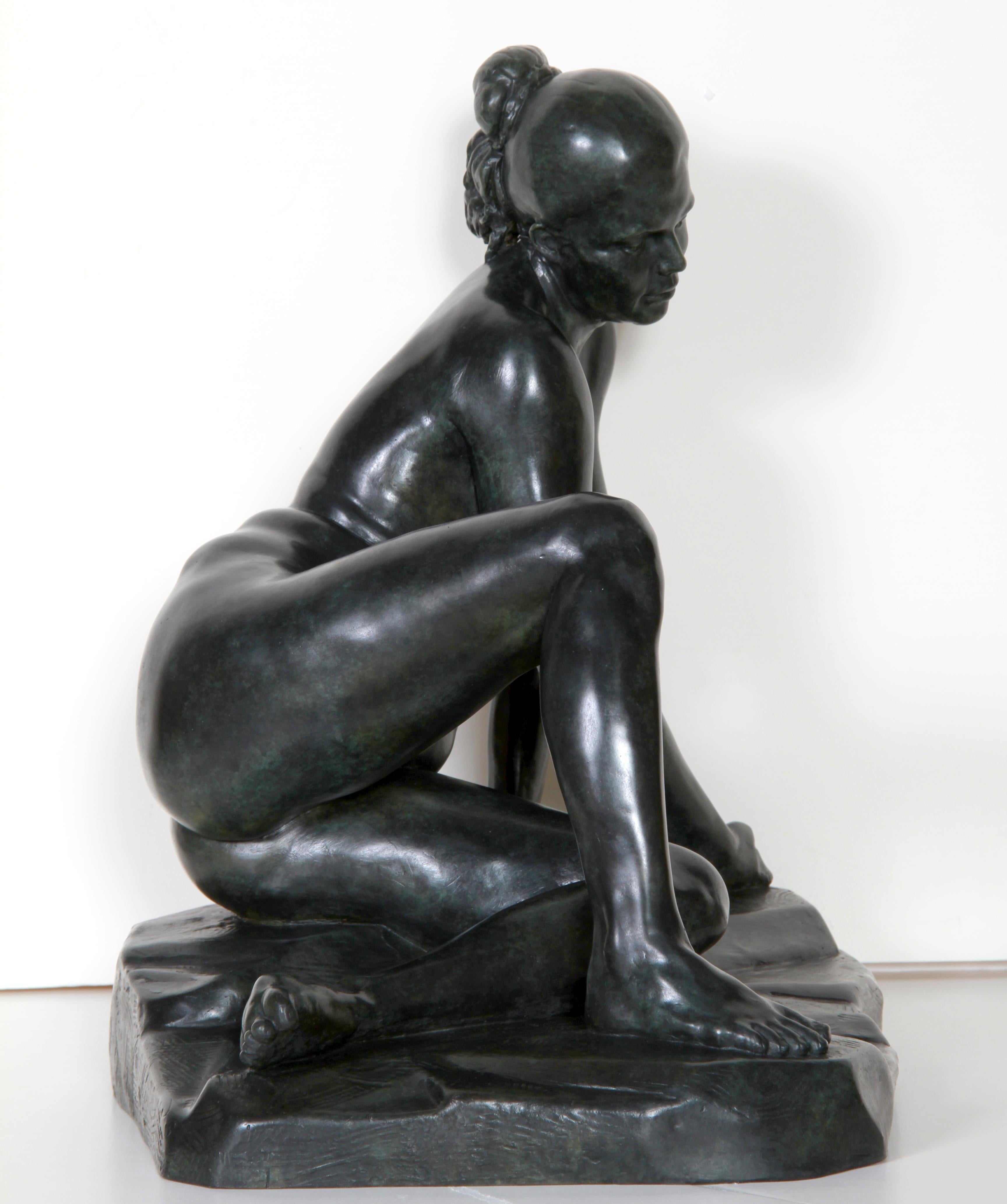 Seated Nude, Bronze Sculpture by Kuno Lange For Sale 4