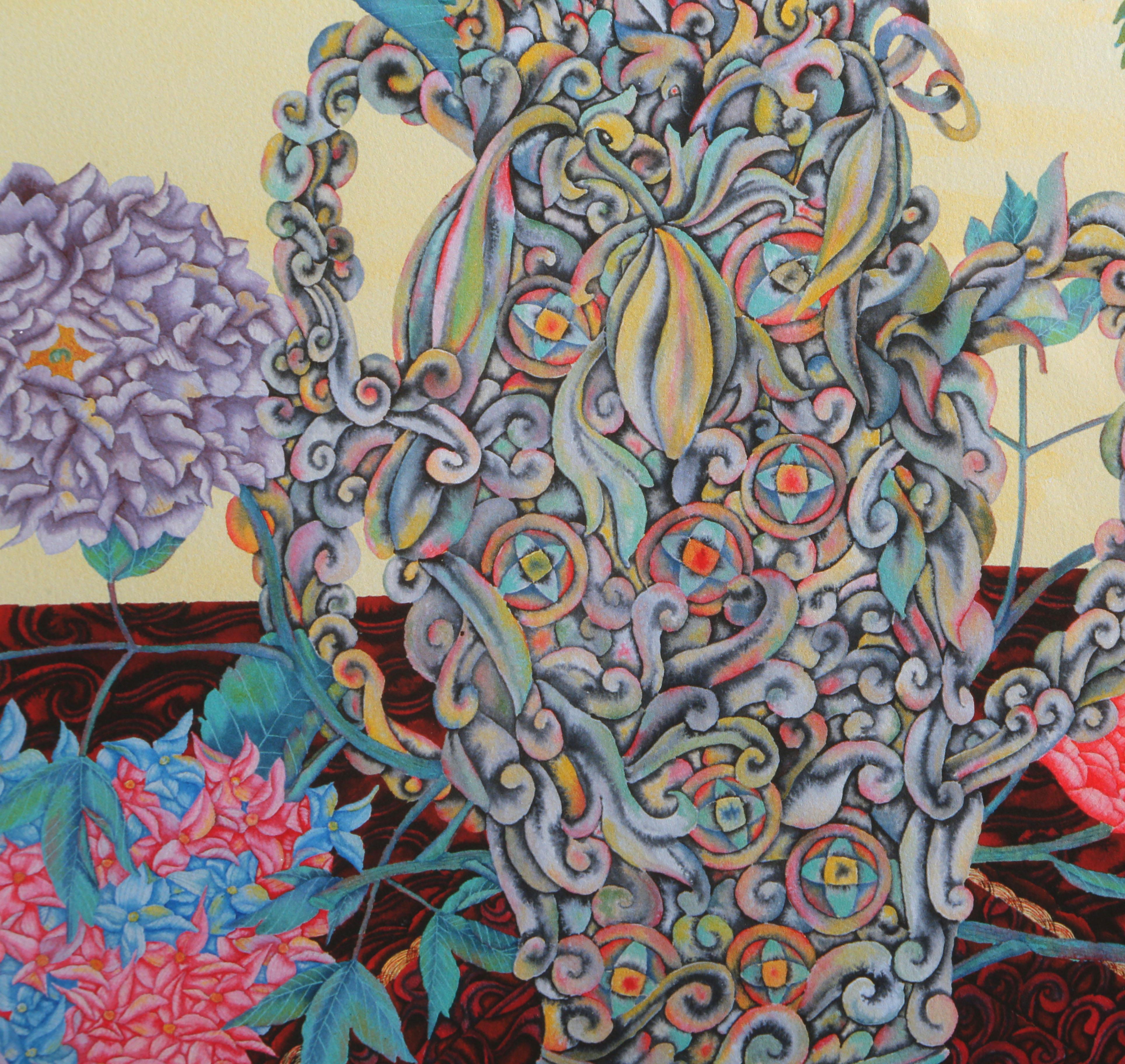 Flowers Fifteen, litografia incorniciata di David Nguyen in vendita 3