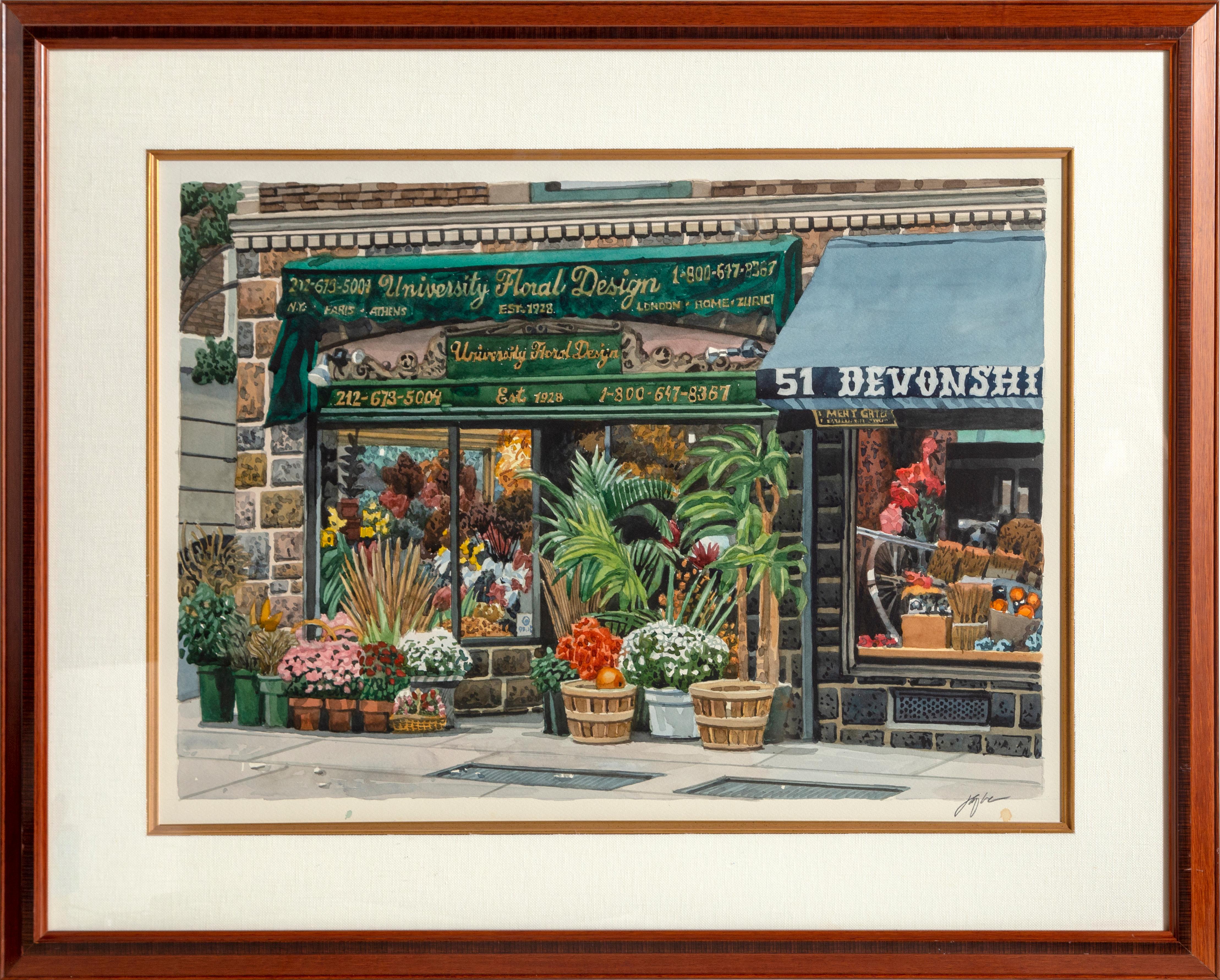 University Floral Design, Framed Photorealist Watercolor Painting