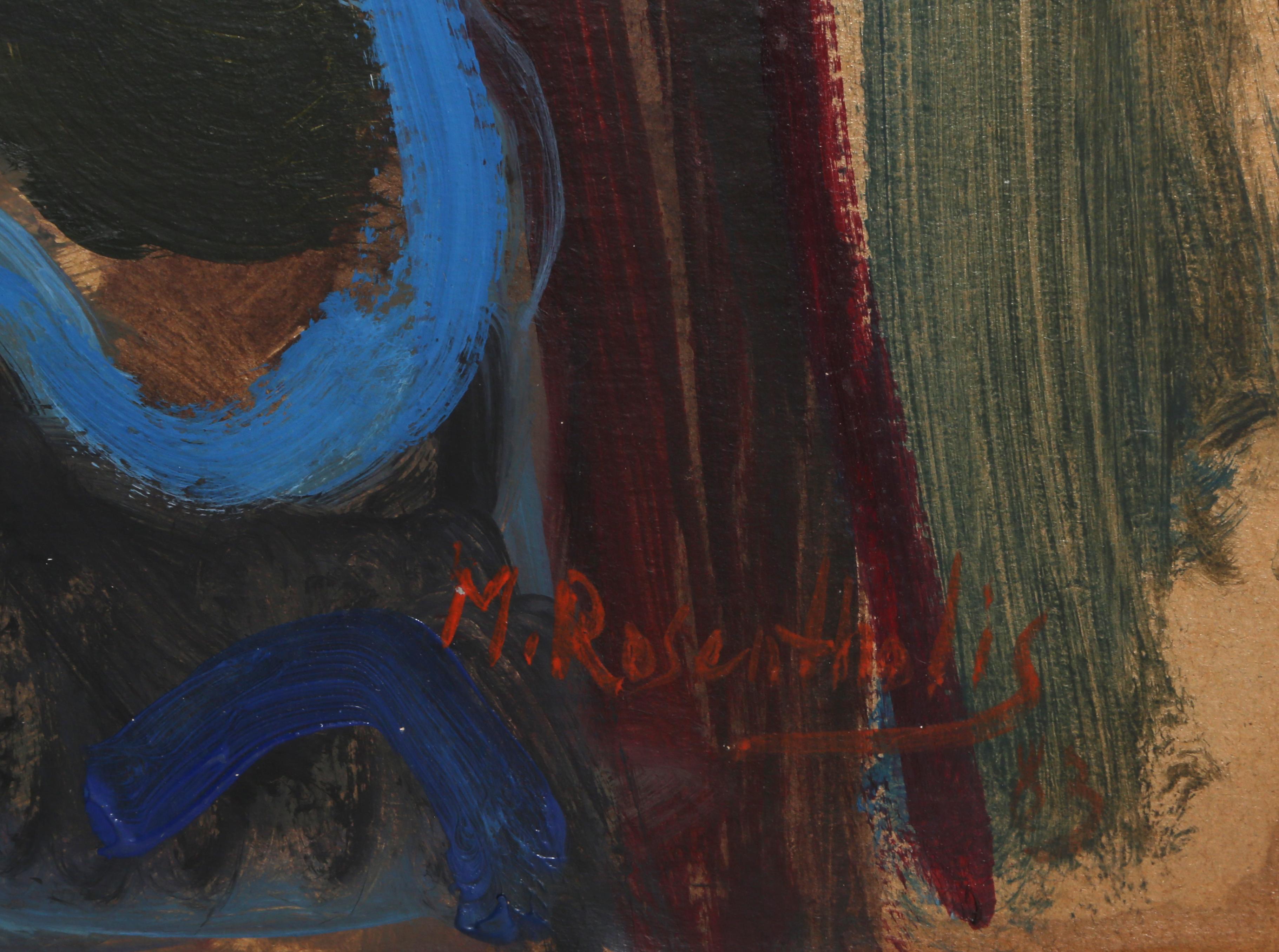 Flower Bouquet, Abstract Gouache on Board by Moshe Rosenthalis 1
