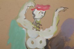 Running Figure, Gouache on Board Painting by Moshe Rosenthalis