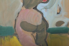 Standing Nude, Abstract Gouache Painting by Moshe Rosenthalis