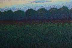 Campo verde scuro, paesaggio astratto a pastello di Oliviero Masi