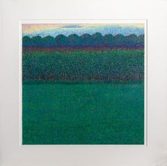Dark Green Field, Pastel Landscape