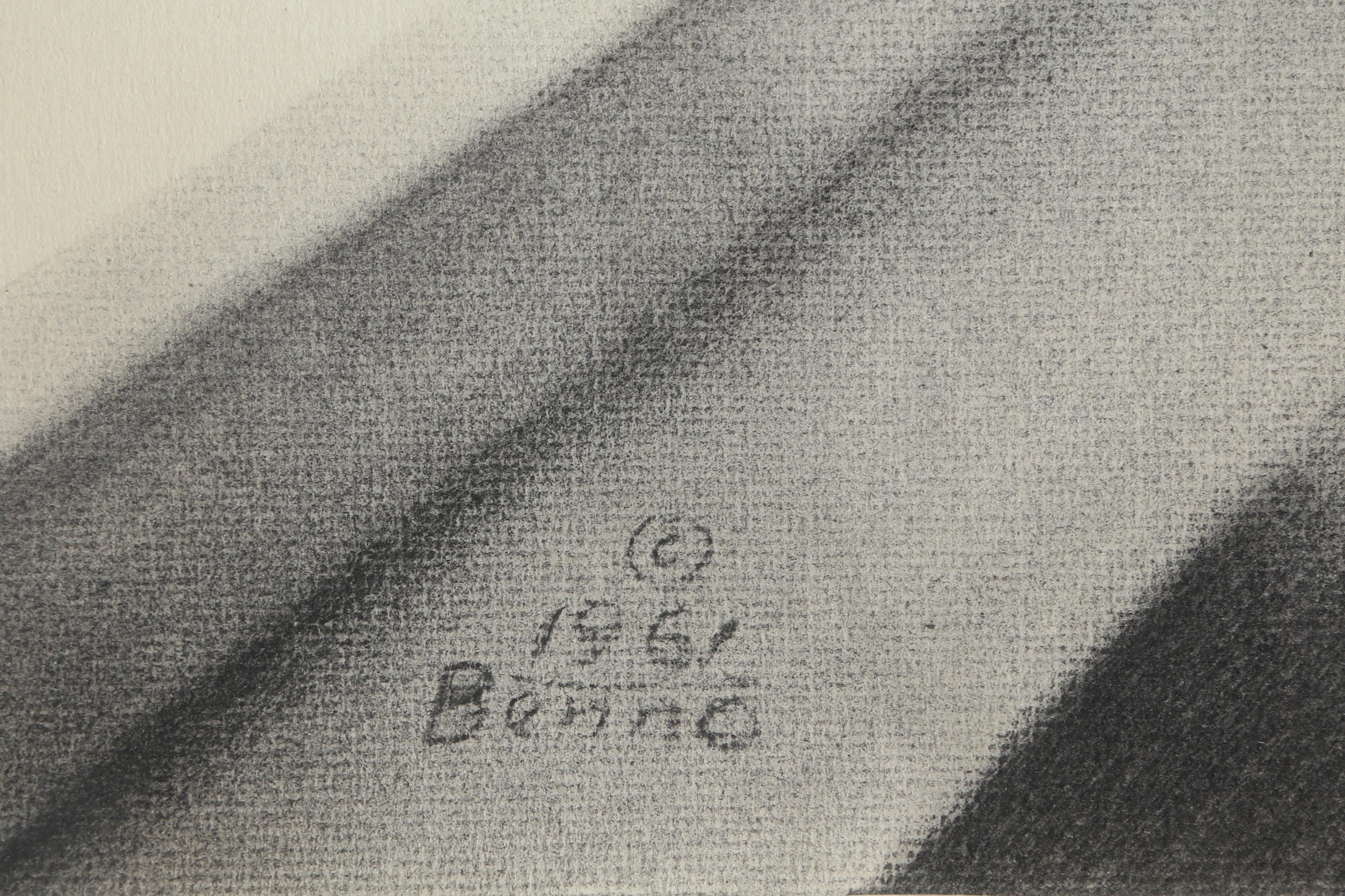 Moderne moderne abstrakte Stillleben-Zeichnung von Benjamin Benno 1961 (Beige), Abstract Drawing, von Benjamin G. Benno