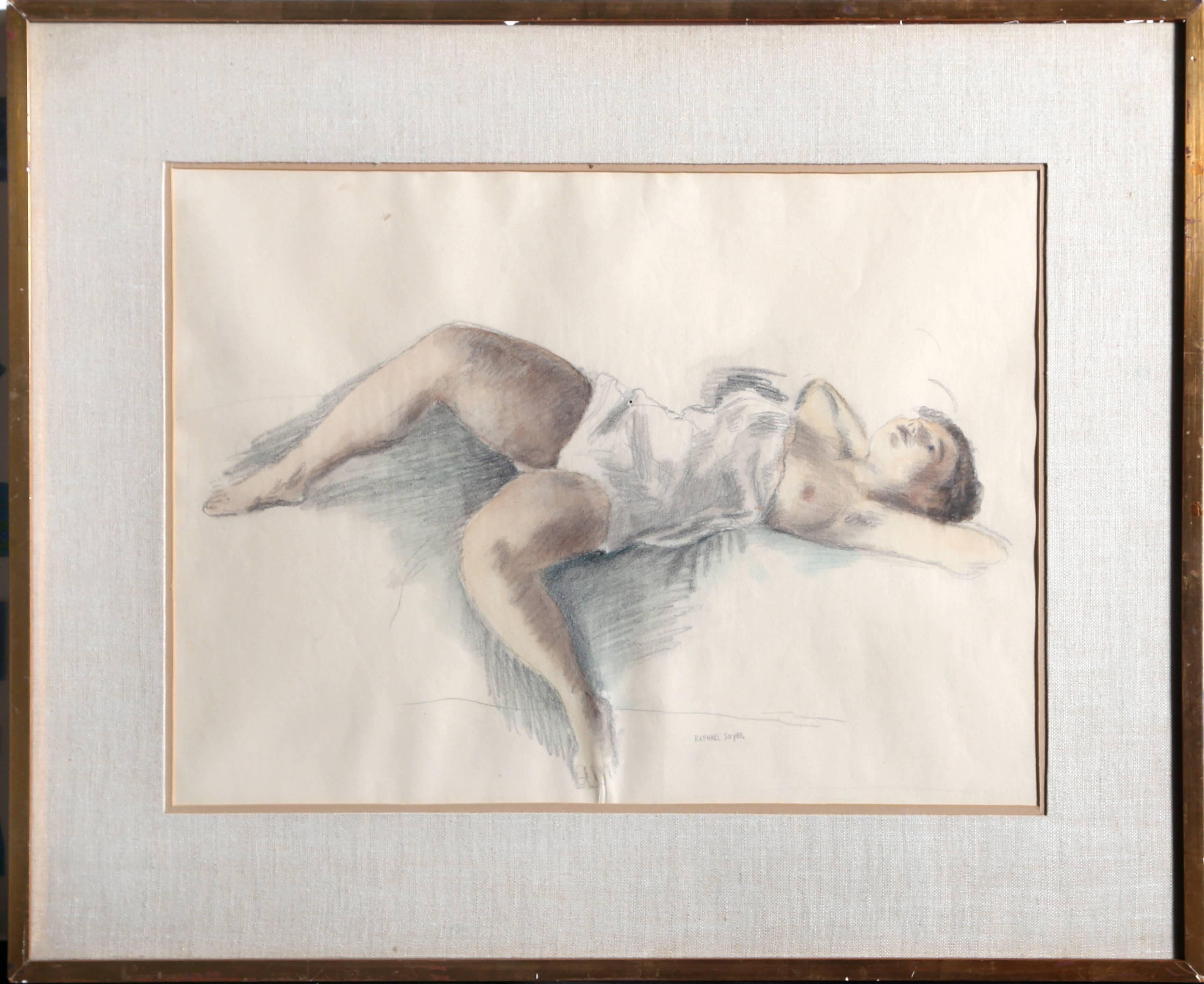 Reclining Nude II - Art by Raphael Soyer
