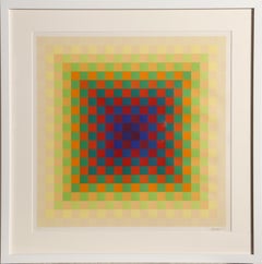 Colorful OP Art Silkscreen by Hugo Demarco