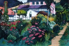 Garten-Garten- Fantasie, Aquarell von Jon Carsman