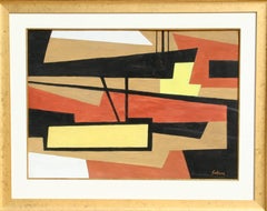 Kubistisches abstraktes Gemälde in Gouache von Marcel Salinas