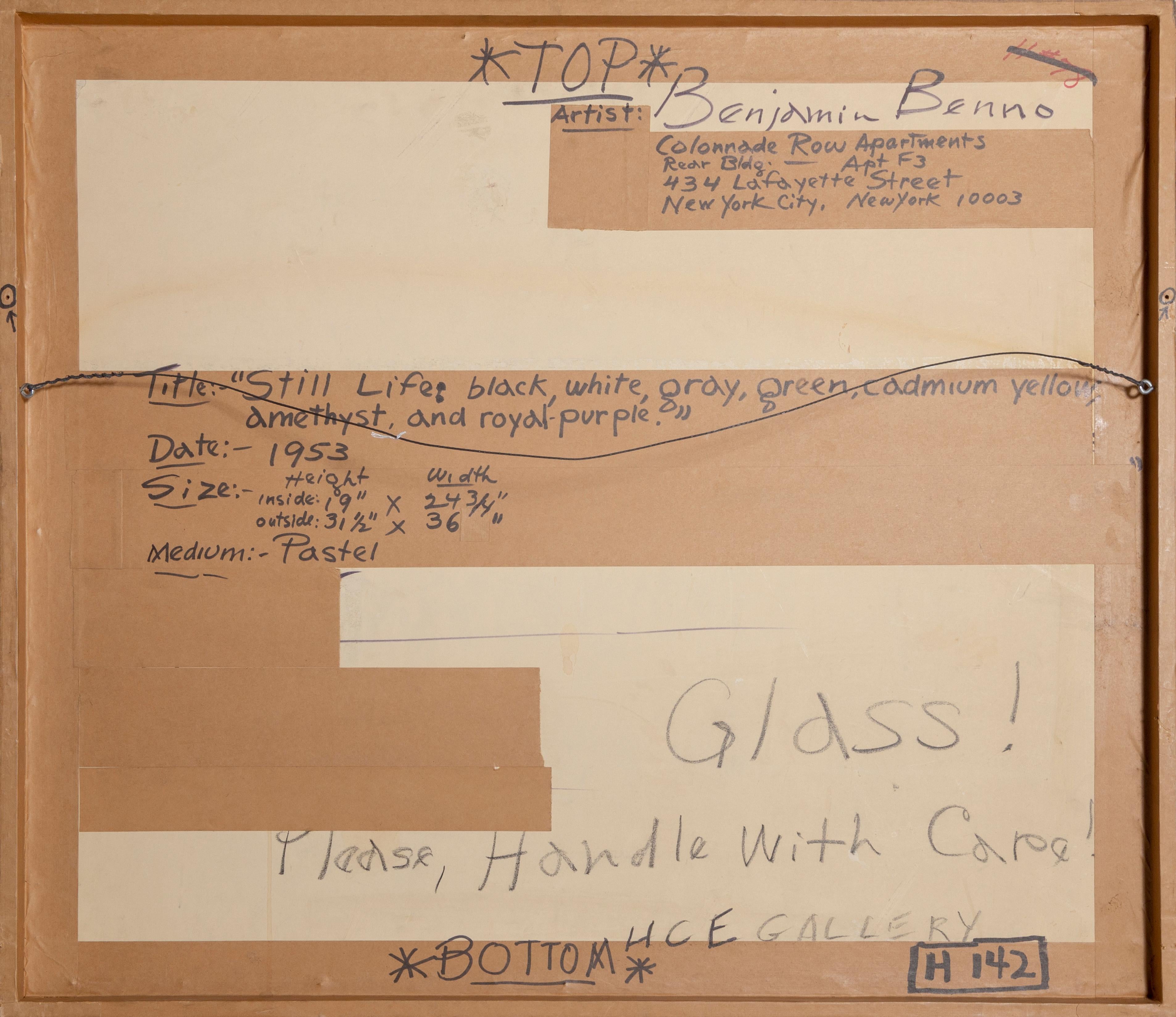 Ein Original-Pastell auf Papier von Benjamin Benno, Amerikaner (1901 - 1980) mit den Maßen 19 x 25 Zoll.  Schön gerahmt auf 31 x 36 Zoll.  In den frühen 1930er Jahren hatte er sich einen Ruf als Mitglied der internationalen Avantgarde erworben und