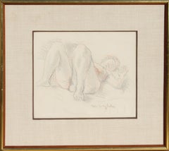 Reclining Nude, Original Drawing by Moses Soyer