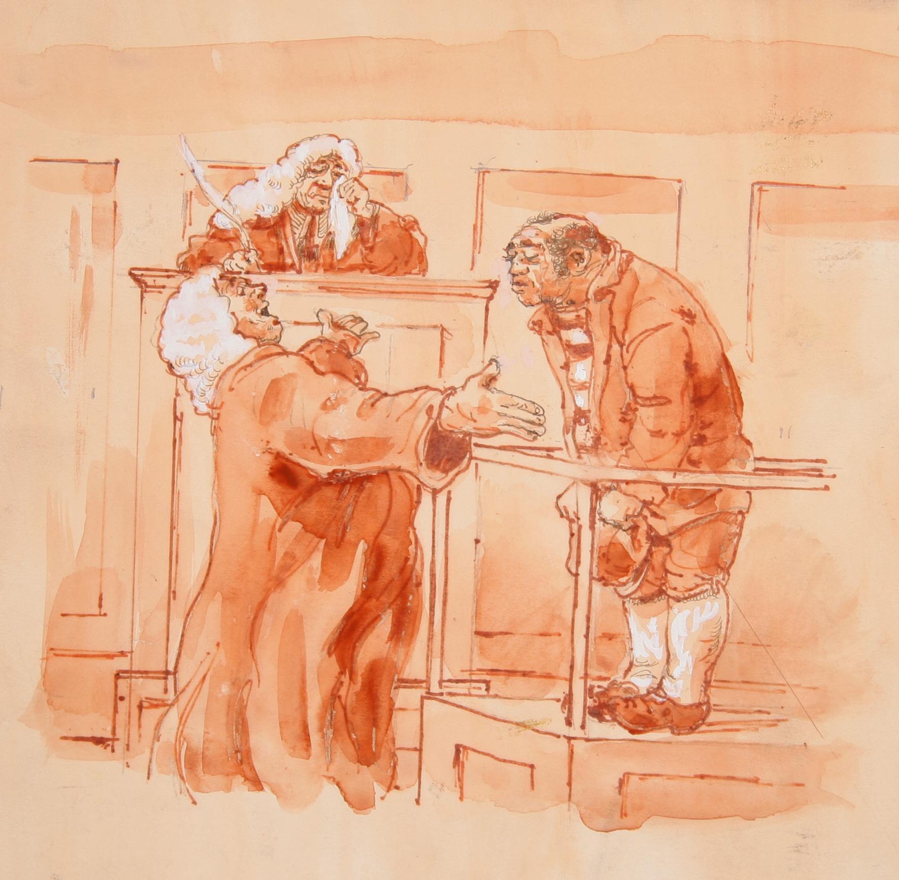 The Scapegoat II, Court Drawing by Marshall Goodman