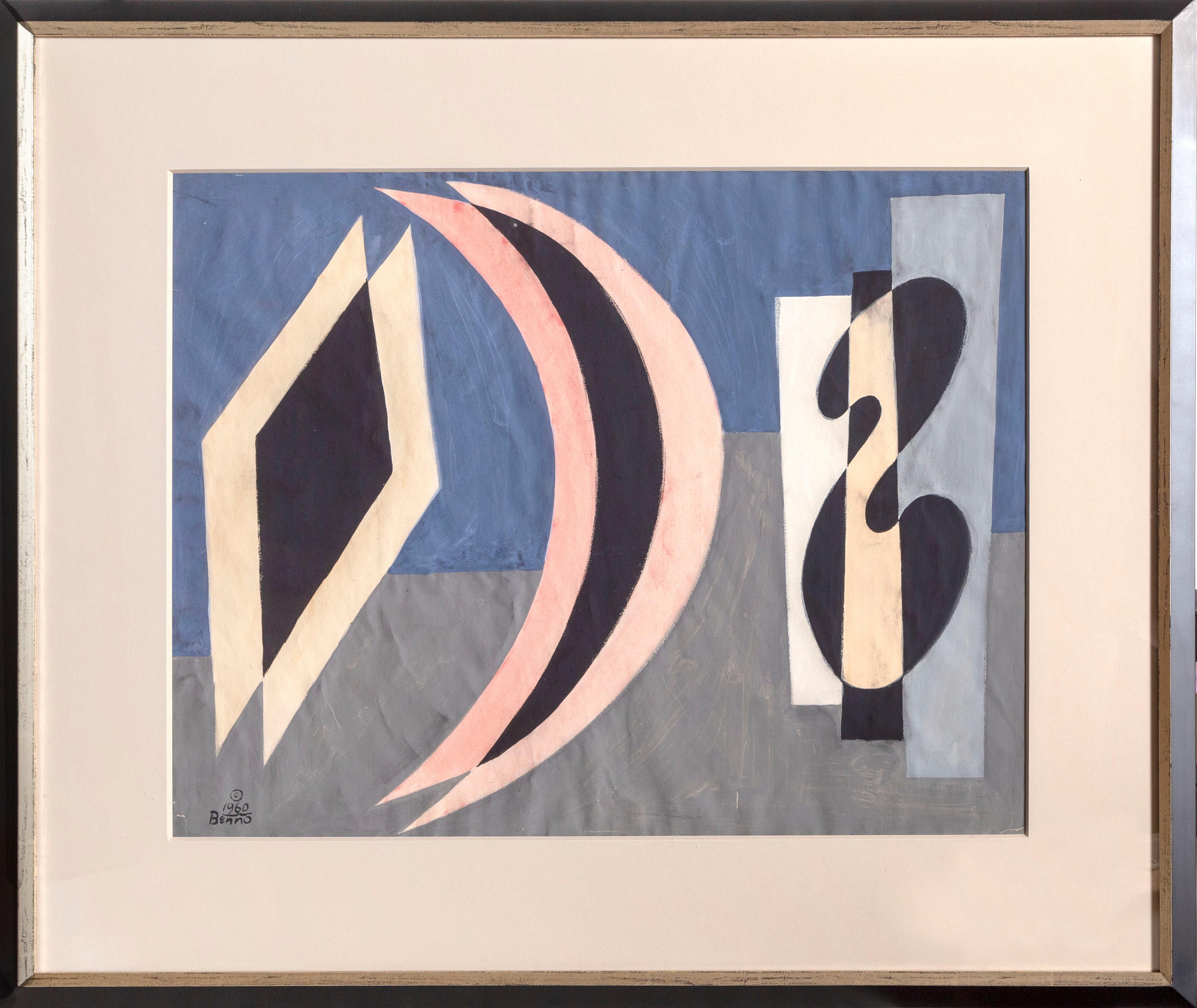 Benjamin G. Benno Abstract Drawing - Trio, Modern Painting by Benjamin Benno 1960