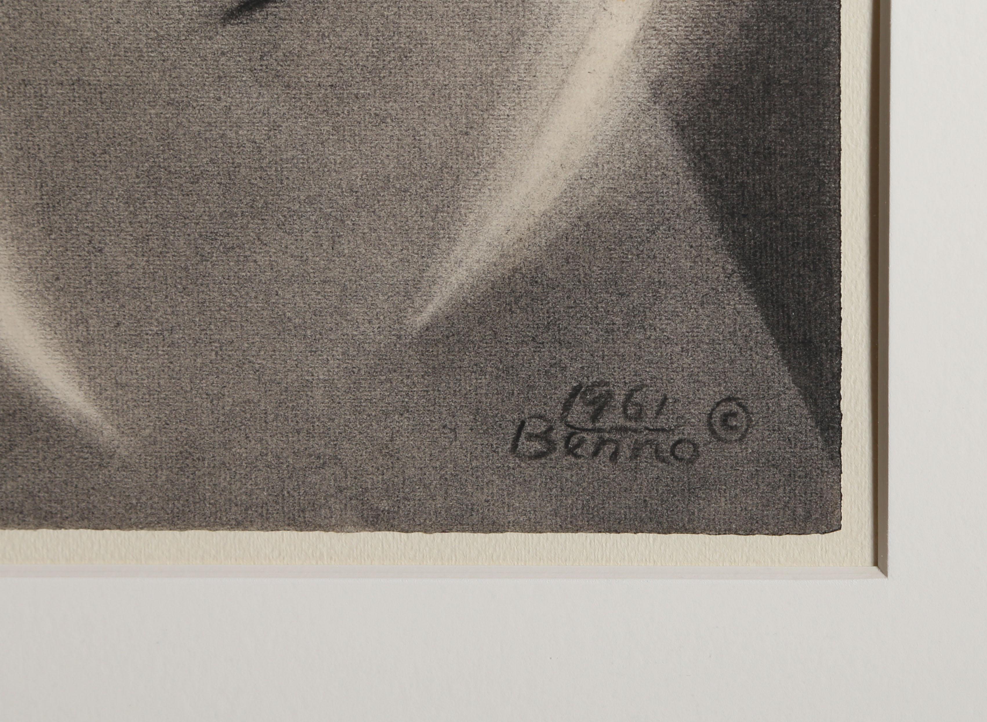 Das Leben eines Comma, moderne abstrakte Stillleben-Zeichnung von Benjamin Benno 1961 (Beige), Abstract Drawing, von Benjamin G. Benno