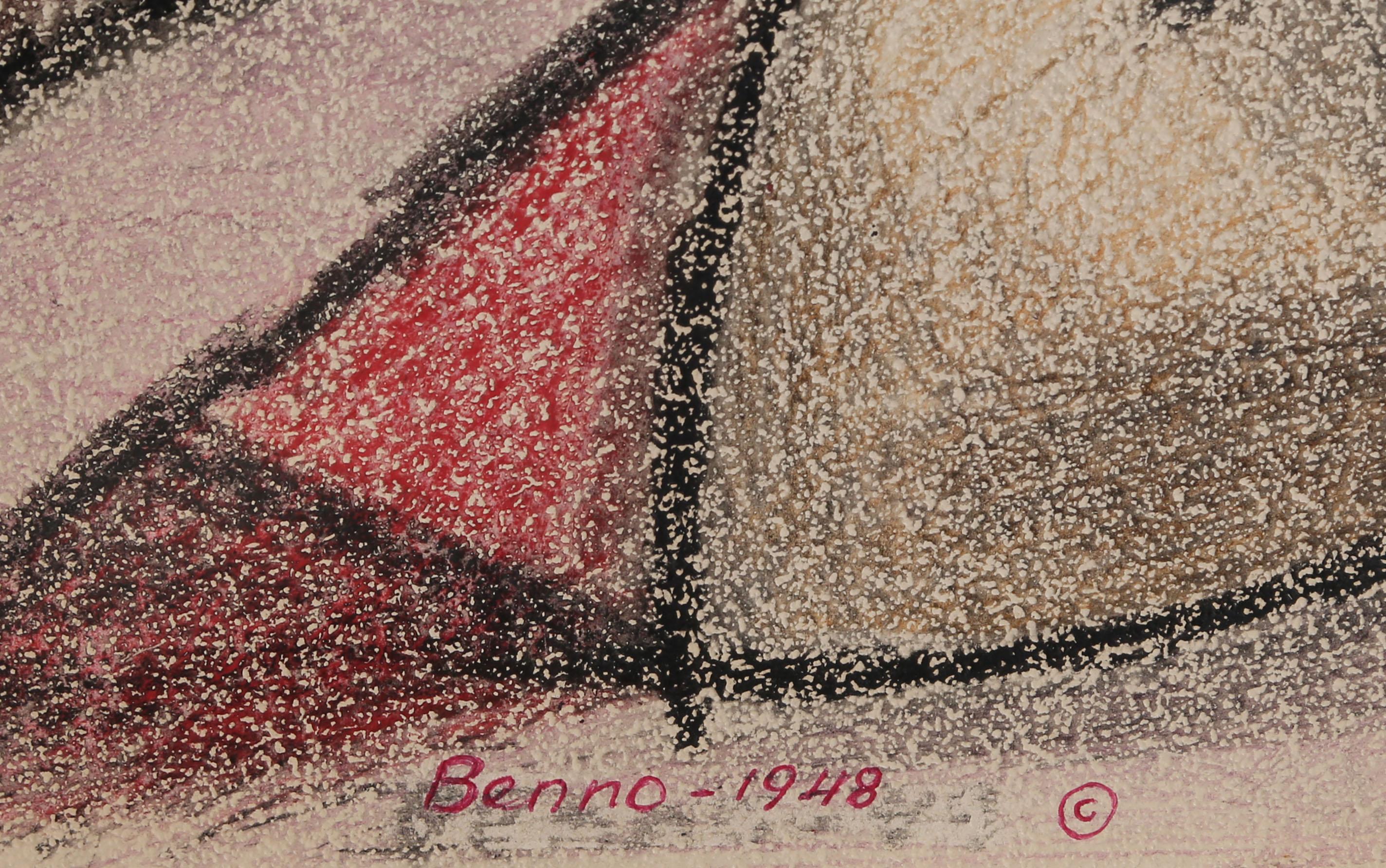 Head, Modern Cubist Drawing by Benjamin Benno 1948 - Art by Benjamin G. Benno