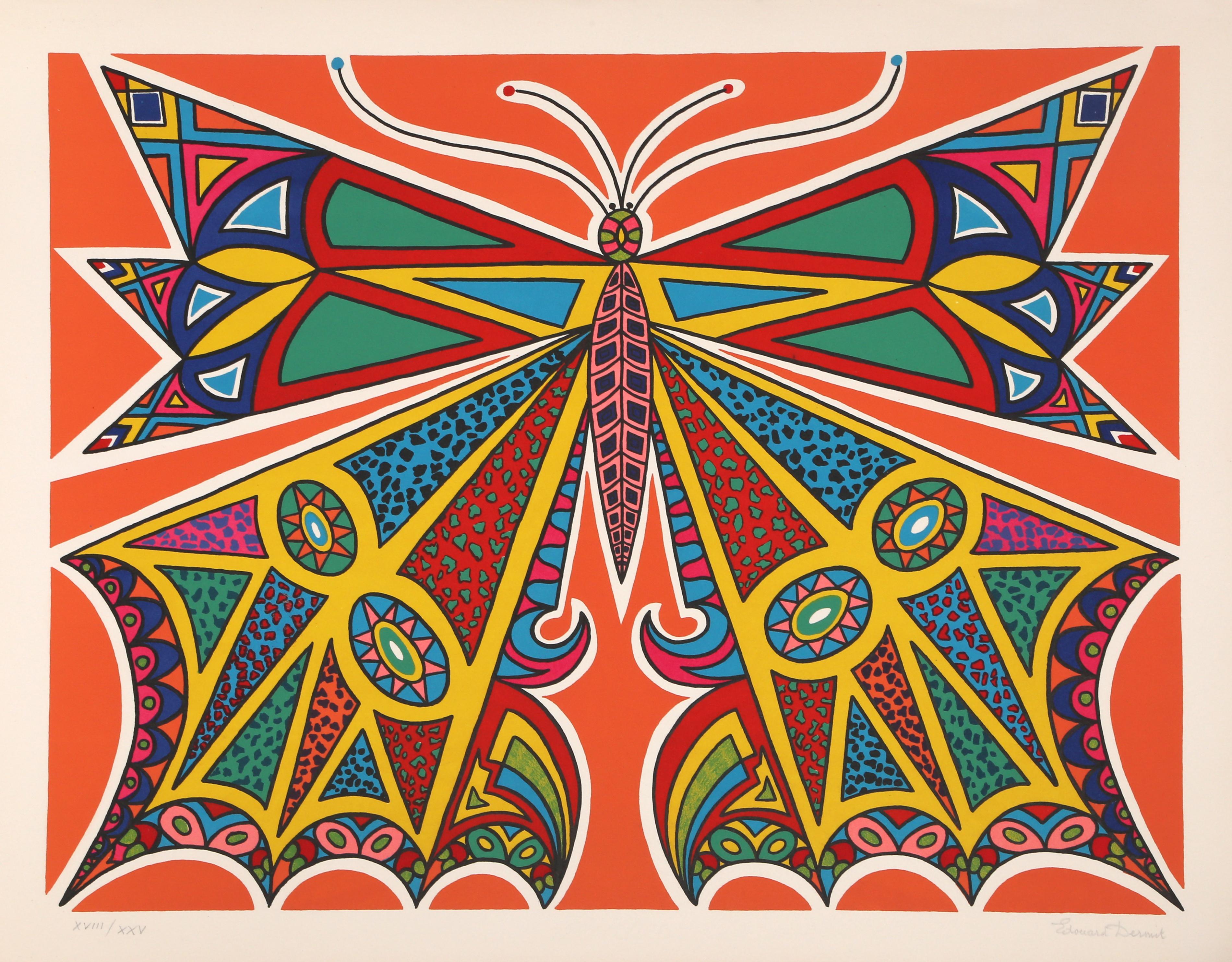 Édouard Dermit Animal Print - Butterfly, Art Deco Silkscreen by Edouard Dermit