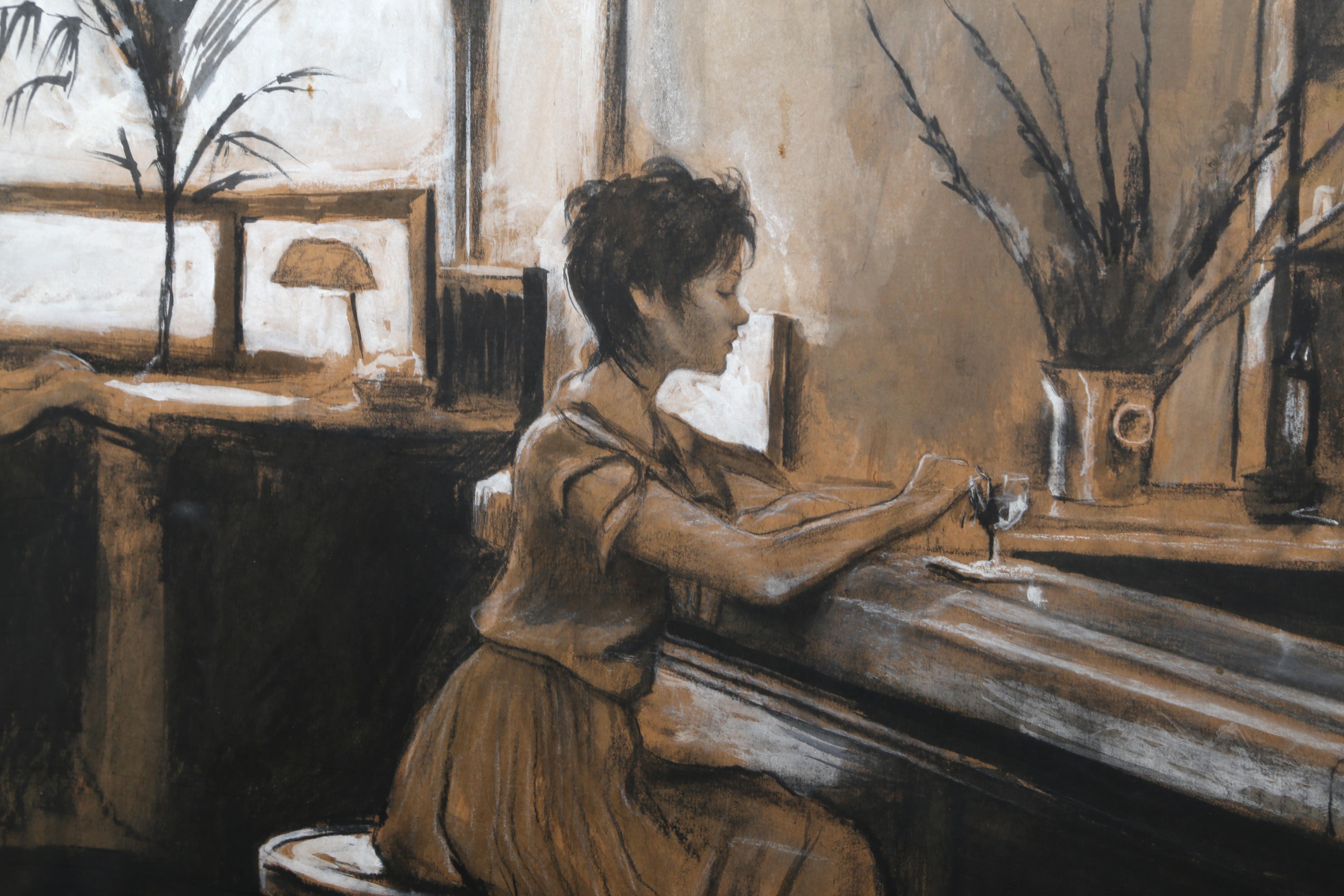 In der Bar, Restaurant-Interieurgemälde von Harry McCormick im Angebot 1