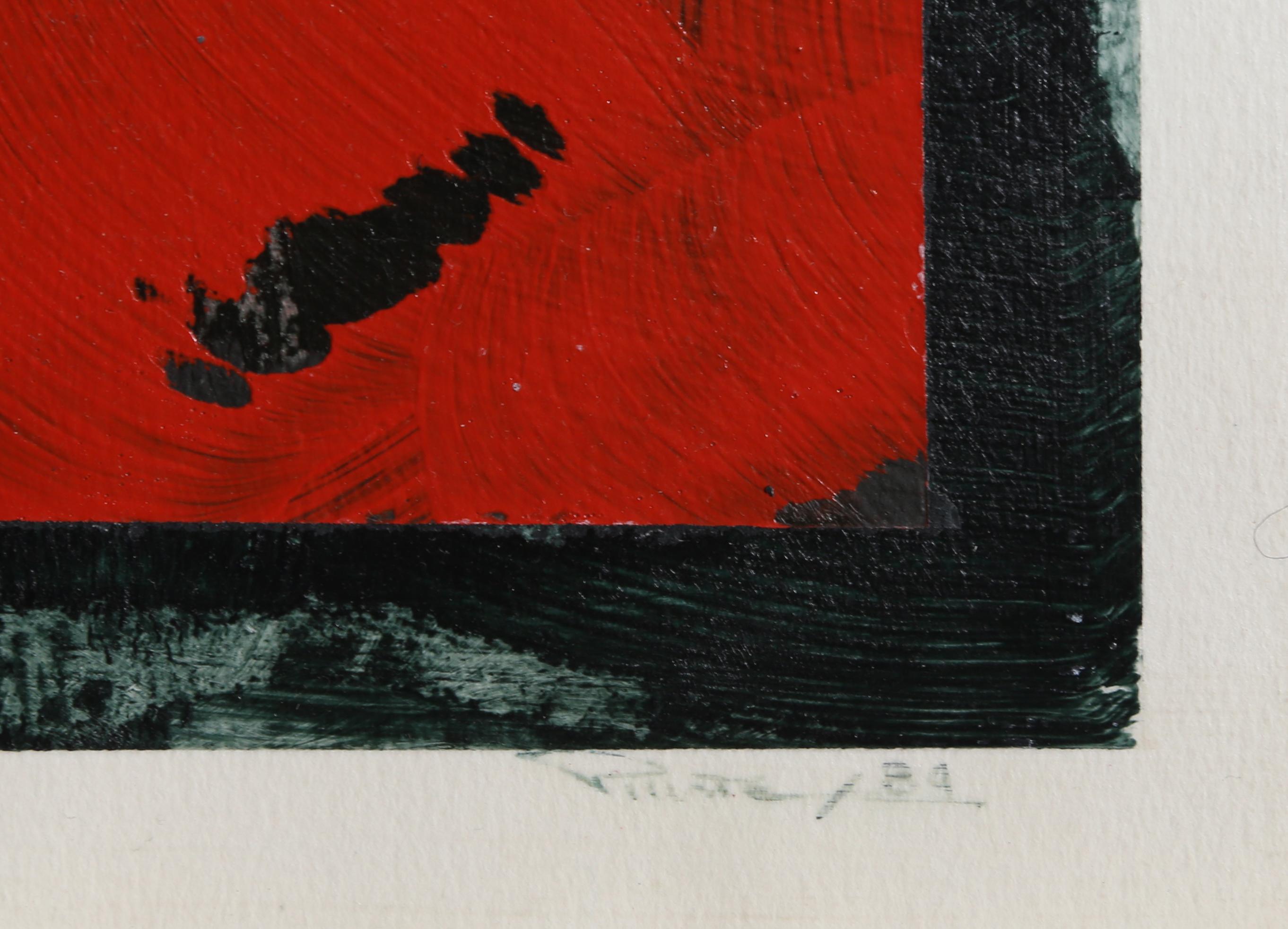 Black and Red Abstract
Michel Picotte, Canadian (1947)
Date: 1984
Acrylic on paper, signed and dated in pen
Image Size: 28.25 x 21 inches
Size: 30 x 22 in. (76.2 x 55.88 cm)

Born and settled in Montreal, Canada, Michel Picotte works from Canada and