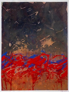 Flammen, farbenfrohes abstraktes Gemälde von Michel Picotte