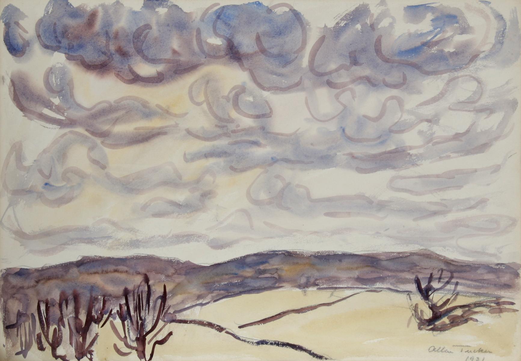 Western Landscape, Watercolor by Allen Tucker 1931