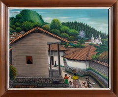 Vintage San Antonio de Oriente, Honduras, Painting by Jose Antonio Velasquez 1962