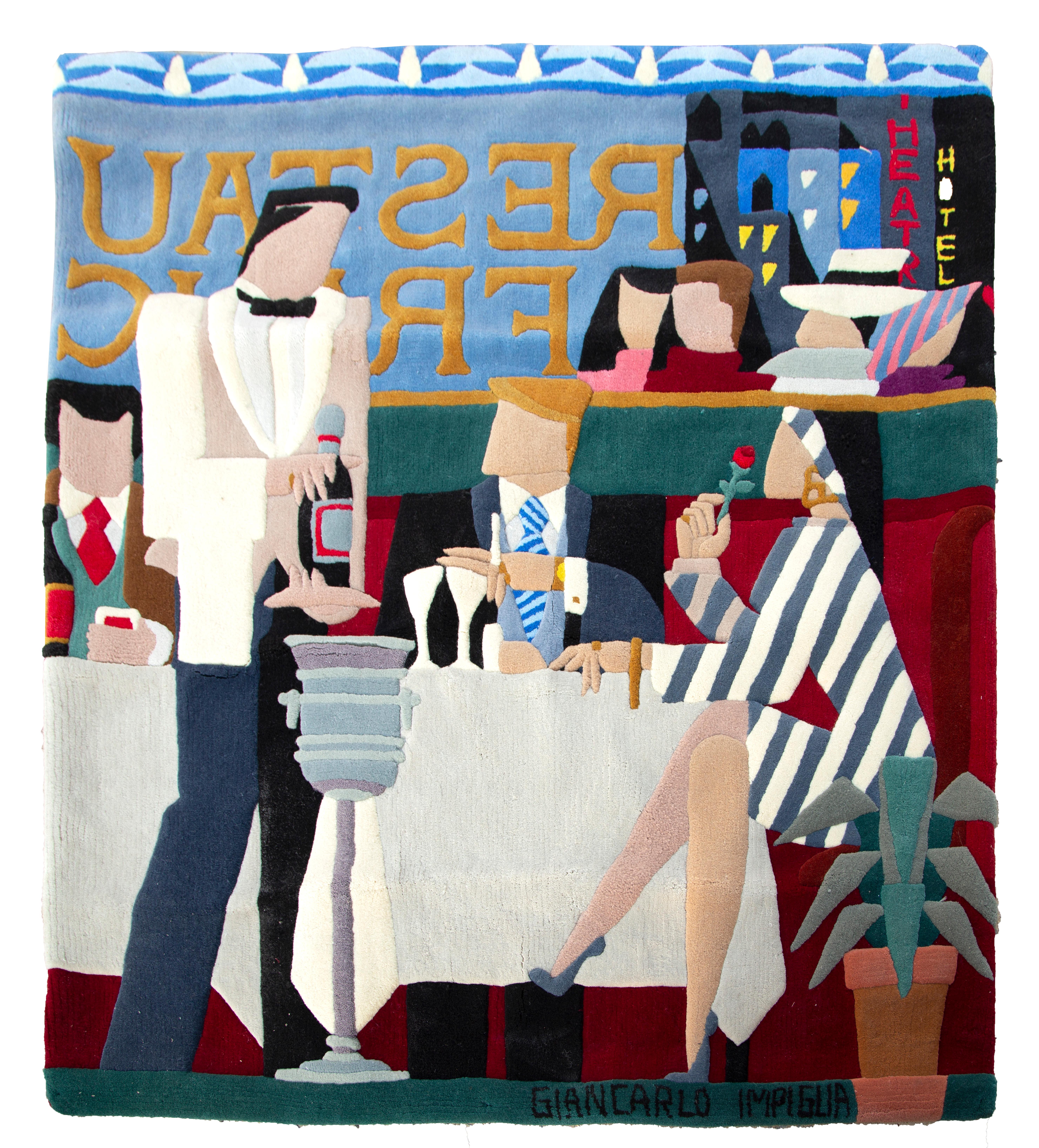 Dinner for Two, Art Deco Tapestry by Giancarlo Impiglia