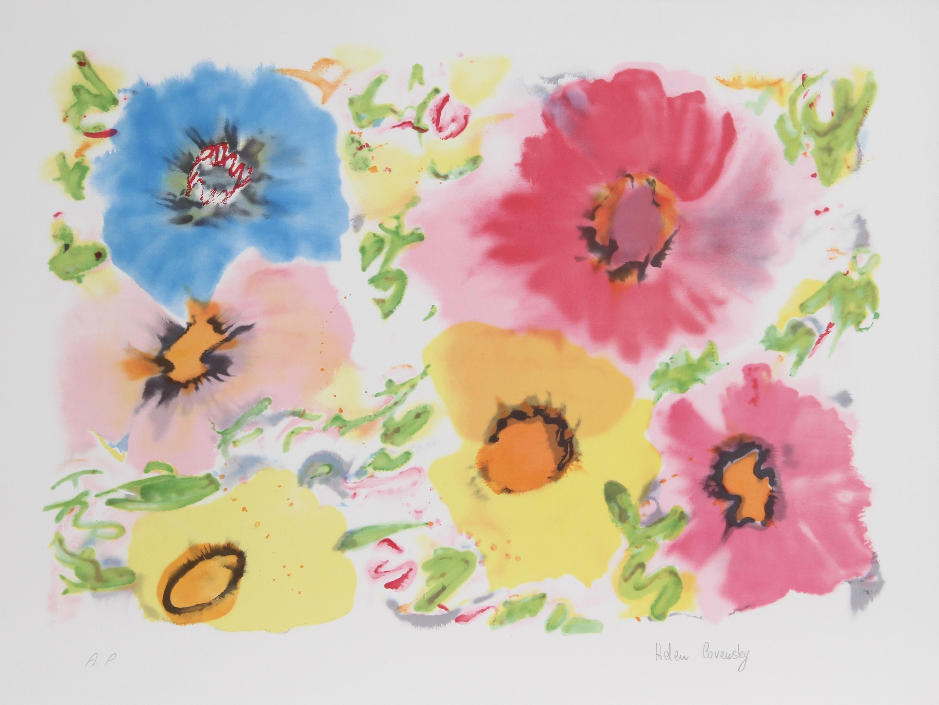 Flowers IV
Helen Covensky, Polish/American (1925–2007)
Date: 1980
Lithograph, signed and numbered in pencil
Edition of 225
Image Size: 18 x 26 inches
Size: 22 in. x 29 in. (55.88 cm x 73.66 cm)