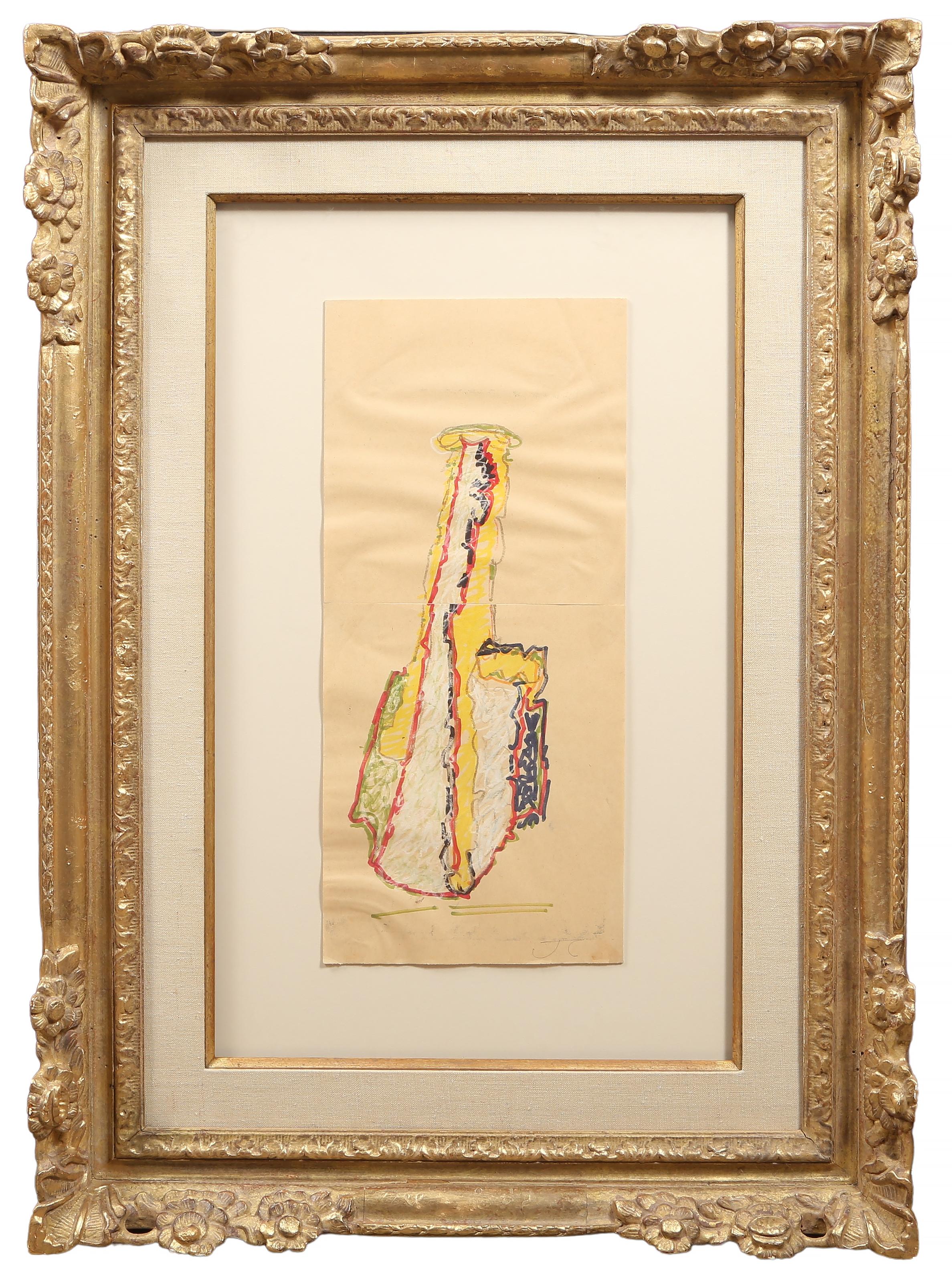Artist: John Chamberlain, American (1927 - 2011)
Title: Yellow Coconut
Year: 1981
Medium: Marker and pencil on newsprint, signed 'JC' l.r.
Image Size: 19.25 x 8.5 inches
Size: 19.25 x 10 in. (48.9 x 25.4 cm)
Frame Size: 34 x 24 inches