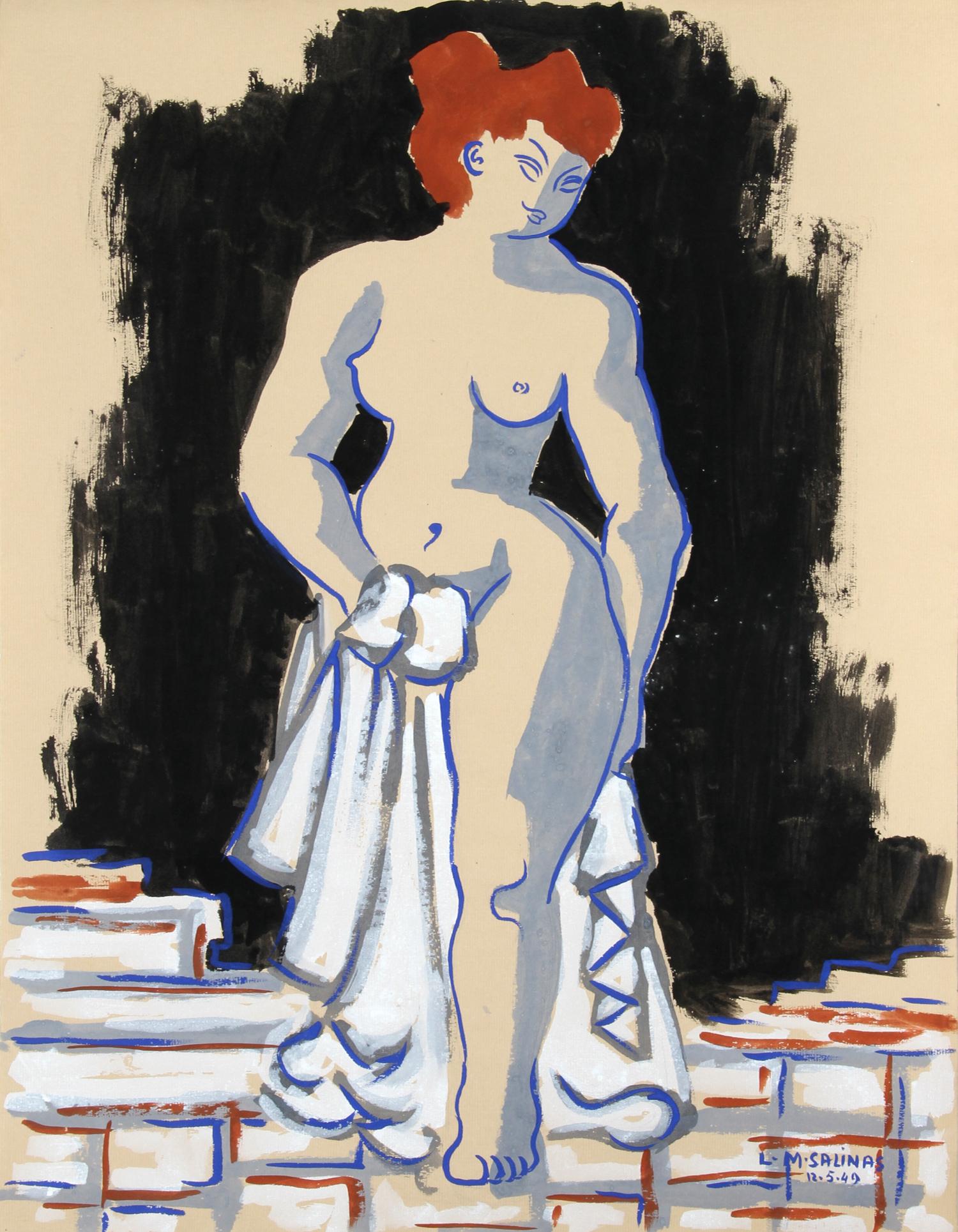 Nude Study no. 50, Gouache on Paper, 1949 - Art by Laurent Marcel Salinas