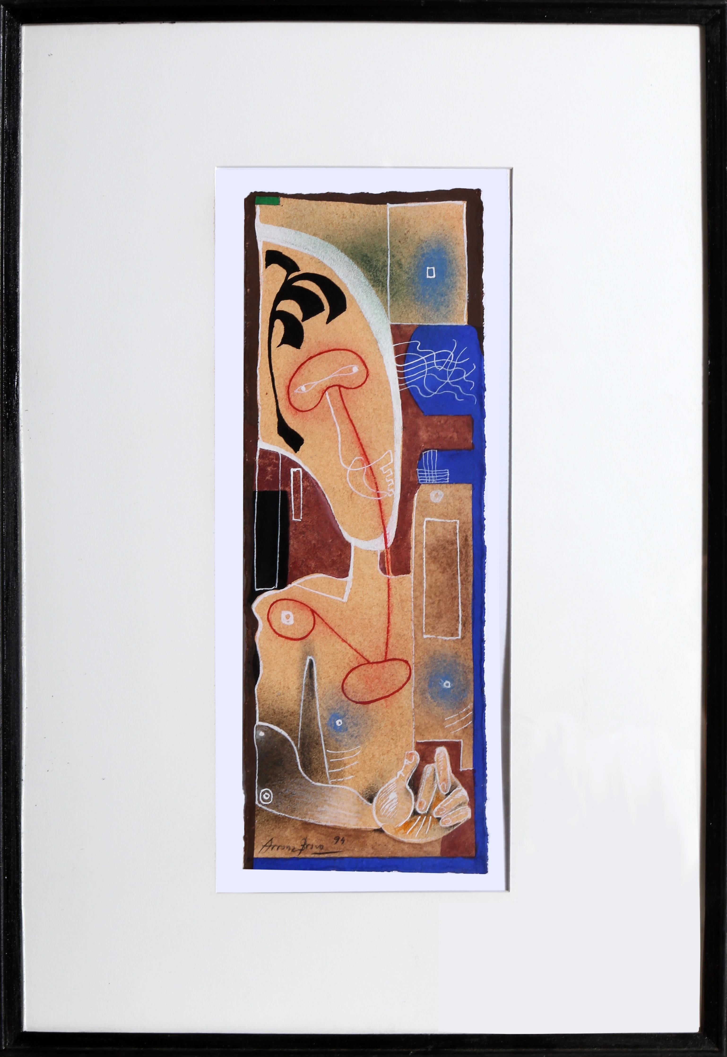 Artist: Eduardo Arranz-Bravo, Spanish (1941 - )
Title:	Cadaques No.24
Year:	1994
Medium:	Mixed Media (Watercolor and Color pencil) on paper, signed and dated
Size: 13.75 x 5 in. (34.93 x 12.7 cm)
Frame: 21 x 14.75 inches