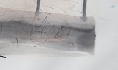 Mädchen mit Blumen, modernes Aquarellgemälde von Charles Levier