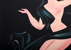 Semi-Nude, Art Deco Collage and Pastel Painting on Paper by Erik Freyman