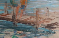 Lake in the Mountains, Impressionist Pastel Drawing by Kamil Kubik