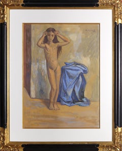 La Nina Desnuda, Gouache Painting by Raul Anguiano