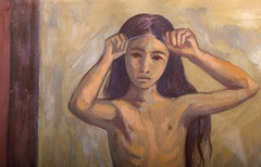 La Nina Desnuda, Gouache Painting by Raul Anguiano