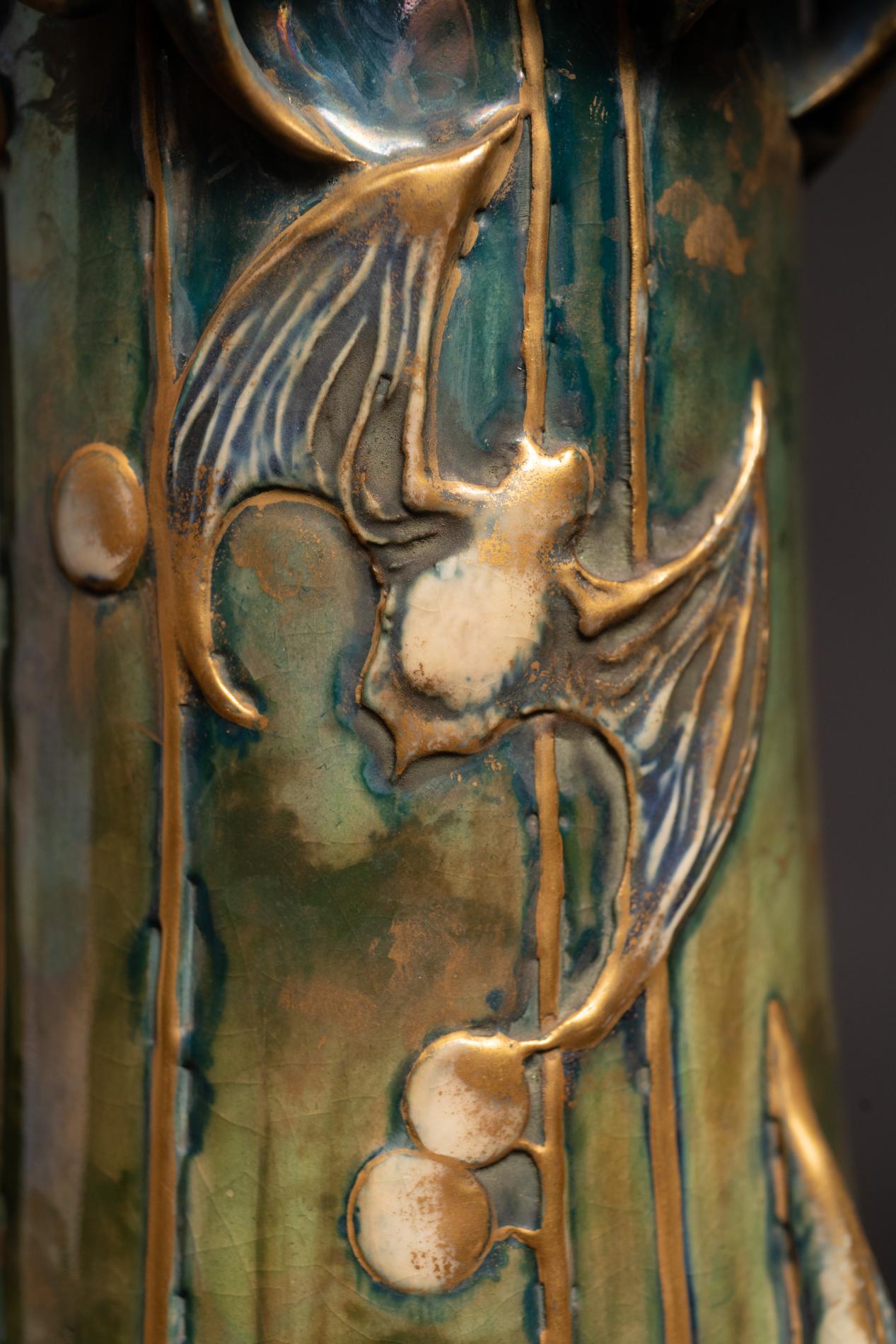 Berry Bat Amphora Vase - Art Nouveau Art by Paul Dachsel