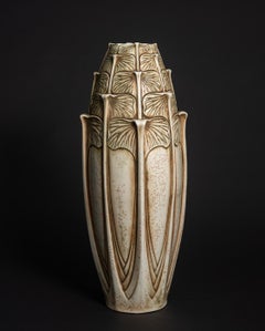 Ginko Leaf Vase by Czech Royal Amphora attrib. Paul Dachsel