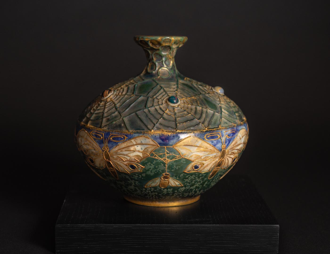 Gres Bijou series Butterflies & Spiderwebs Vase by Reissner & Kessel for Amphora - Art by RStK Amphora