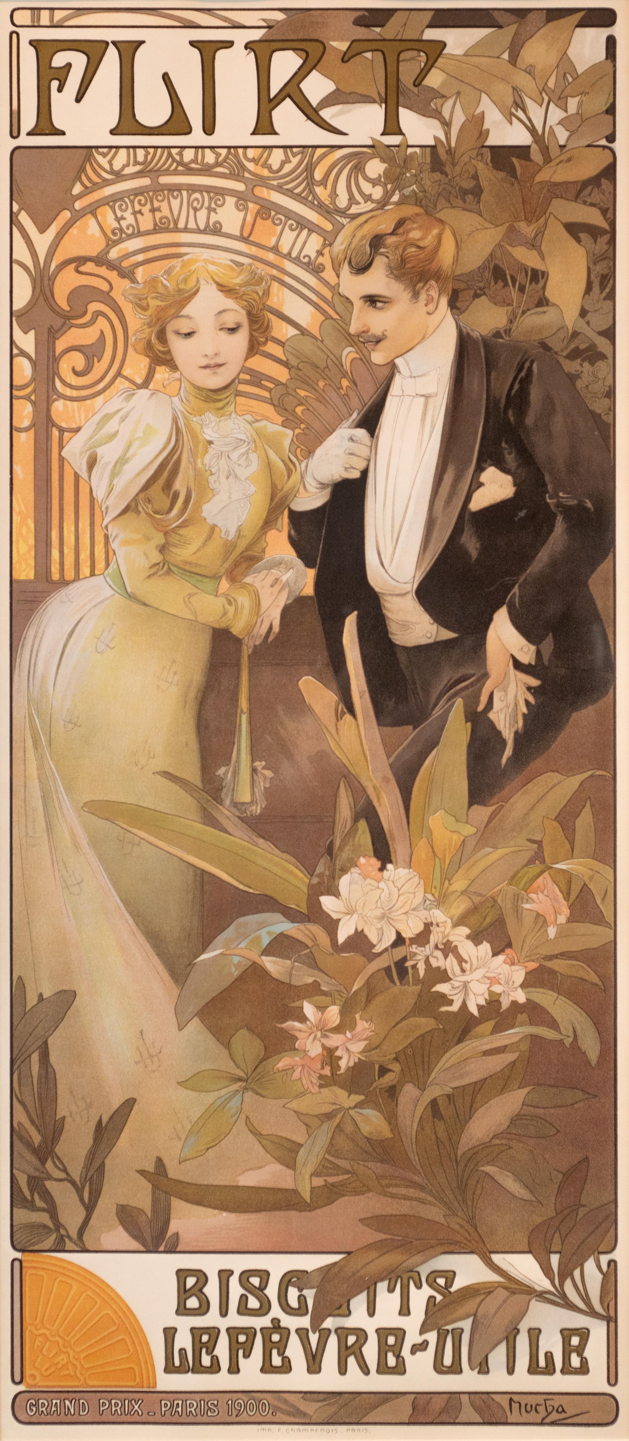 Flirt (Biscuits Lefevre-Utile) Lithograph Poster - Art by Alphonse Mucha