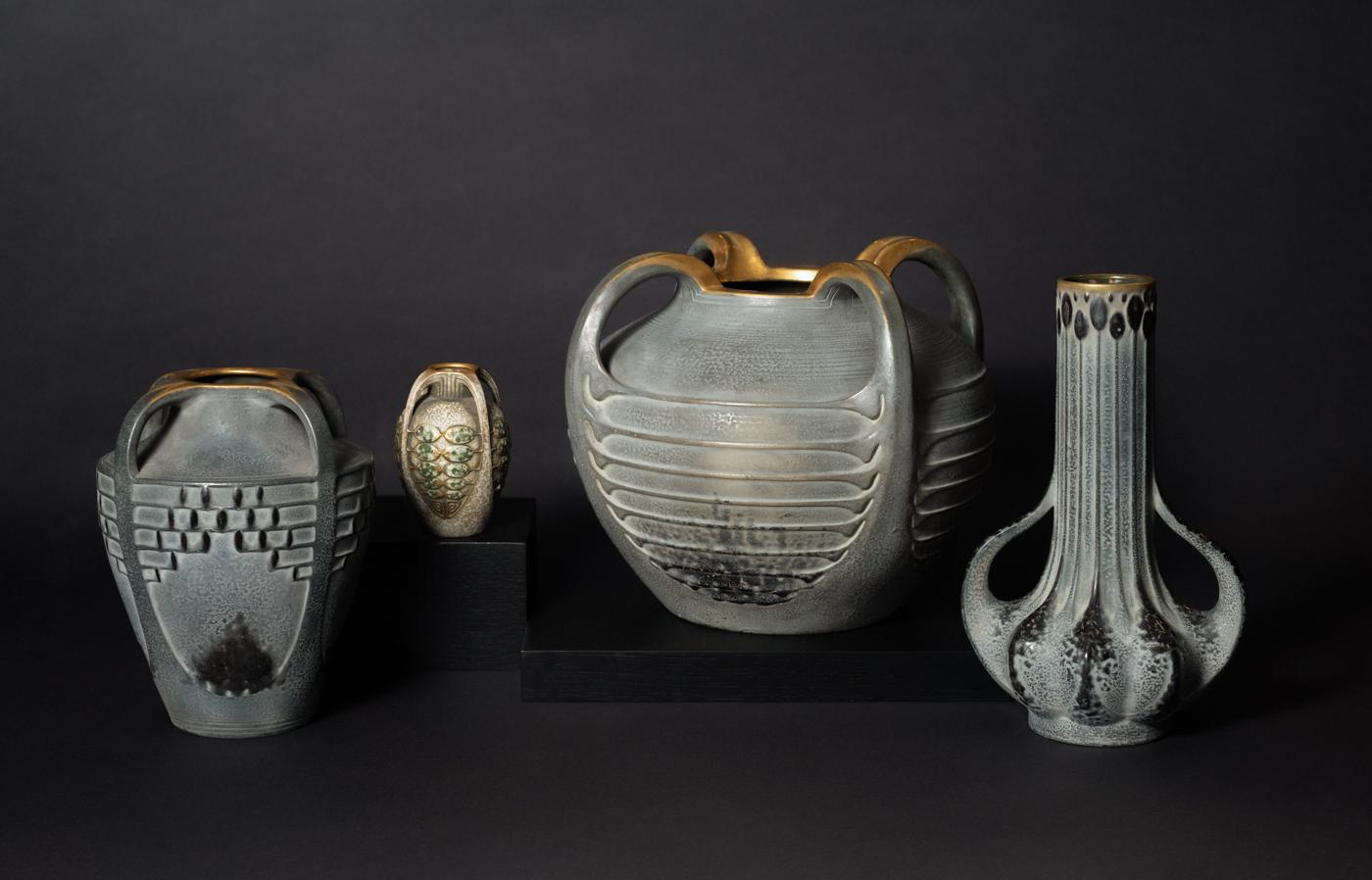 Four-Handled Ribbed Vase by Paul Dachsel for Kunstkeramik 10