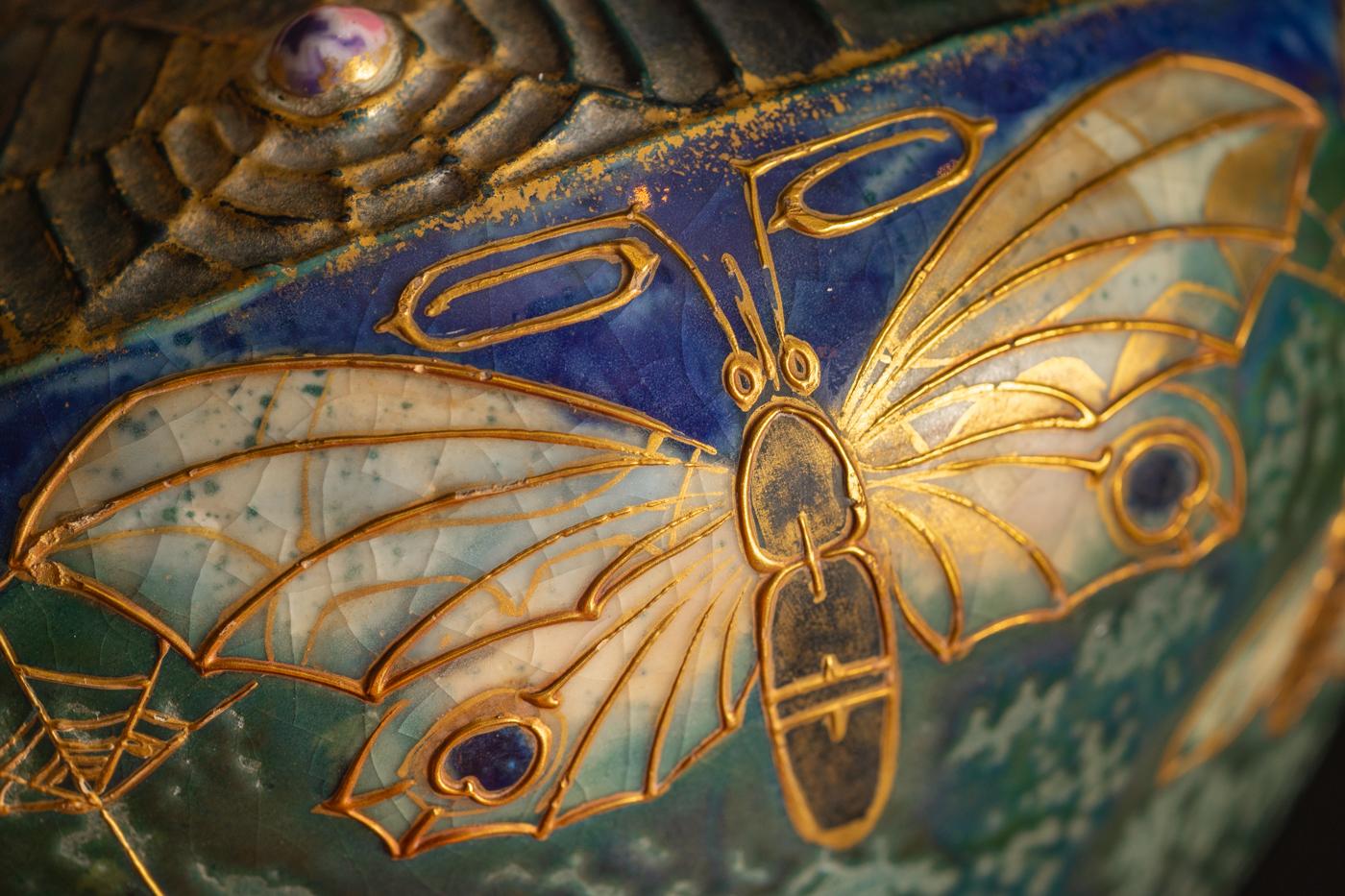 Gres Bijou series Butterflies & Spiderwebs Vase by Reissner & Kessel for Amphora 3