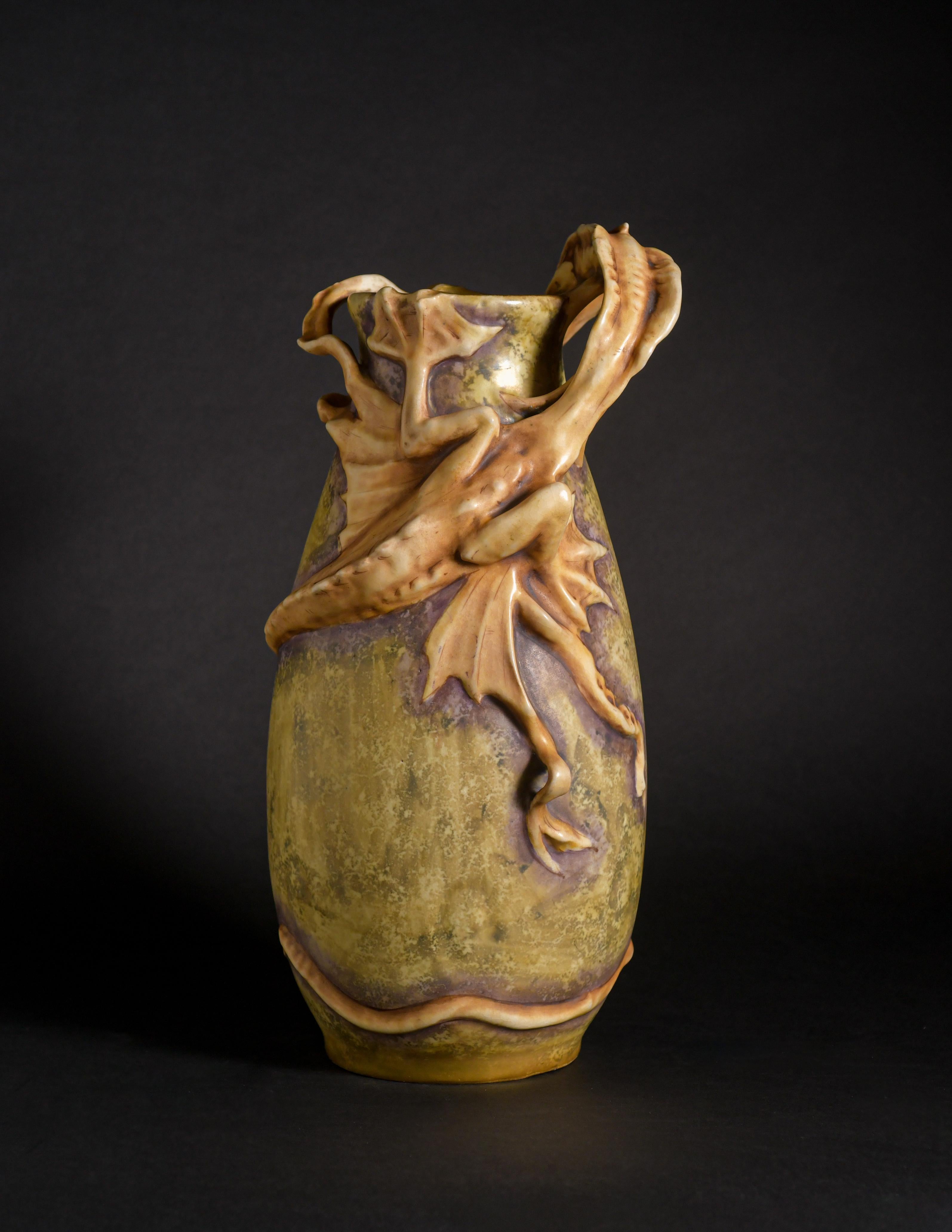 Riessner, Stellmacher and Kessel (RSt&K), consistently marked pieces with the tradename “Amphora” by the late 1890s and became known by that name. The Amphora factory was located in Turn-Teplitz, Austria. By the mid-19th century, the area formed a