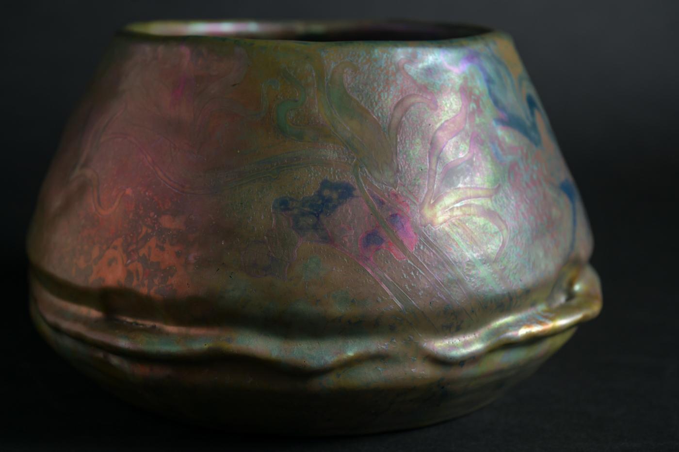 Iridescent Floral Vase by Clement Massier  2