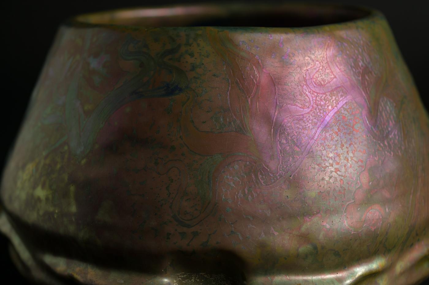 Iridescent Floral Vase by Clement Massier  5