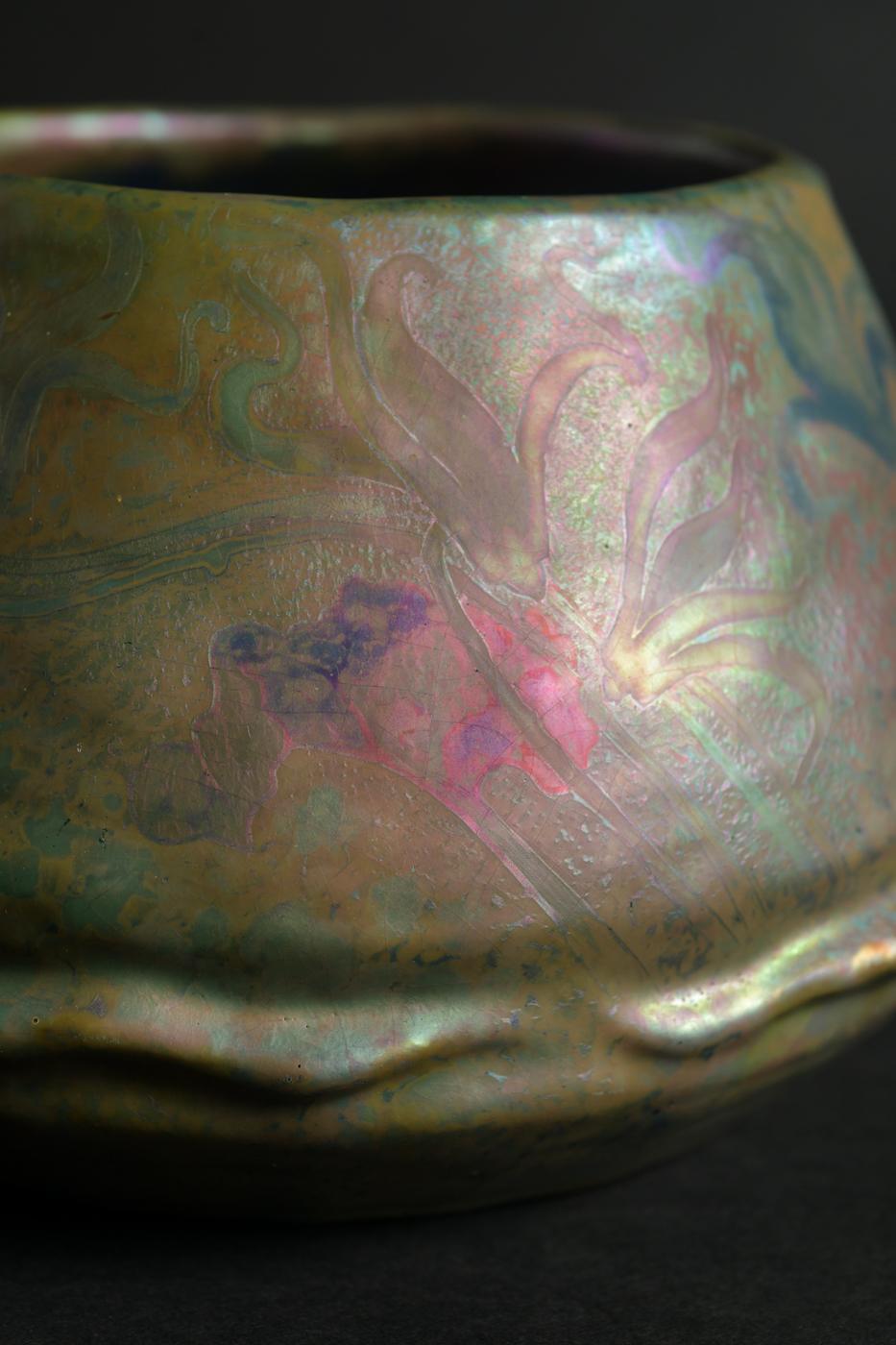 Iridescent Floral Vase by Clement Massier  7