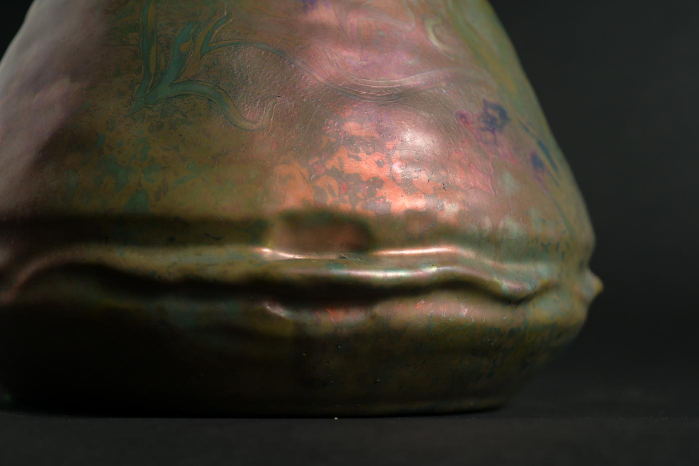 Iridescent Floral Vase by Clement Massier  8
