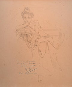 "Portrait Study for Princezna Hyacinta" Original 1907 Drawing by Alphonse Mucha