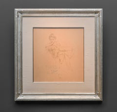 "Portrait Study for Princezna Hyacinta" Original 1907 Drawing by Alphonse Mucha