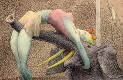 "The Circus" Original Surreal Watercolor & Ink Drawing by Walter Schnackenberg