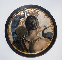 "MaKenna" Disegno contemporaneo con foglia d'oro e oro bianco di Alessandra Maria